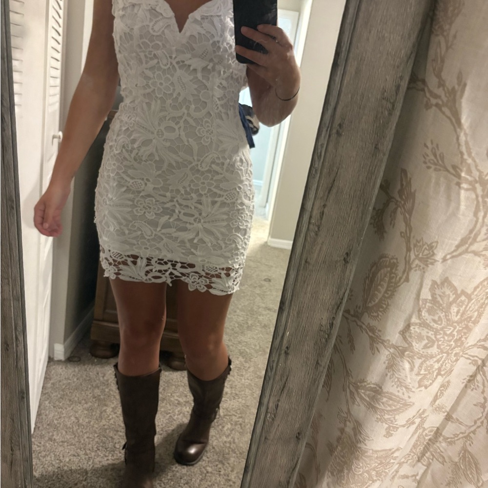 Lulu's White Lace Mini Dress